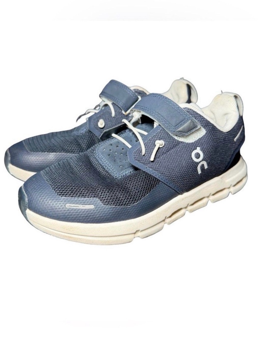 On Running Kids' Navy Blue and White Sneakers with Hook-and-Loop Strap